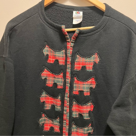 Vintage Scottish Terrier Open Front Cardigan Fleece Sweater - Picture 3 of 13